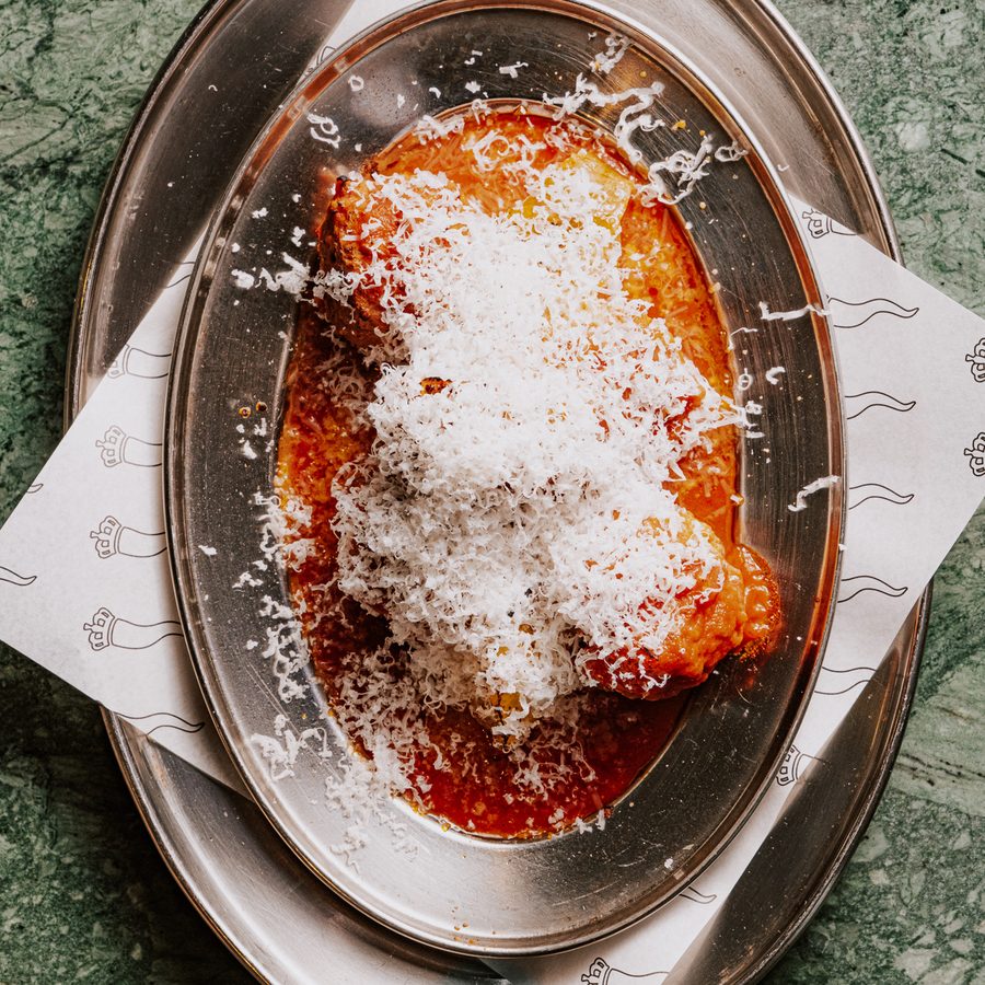 Fresh pasta served on silver at Malocchio